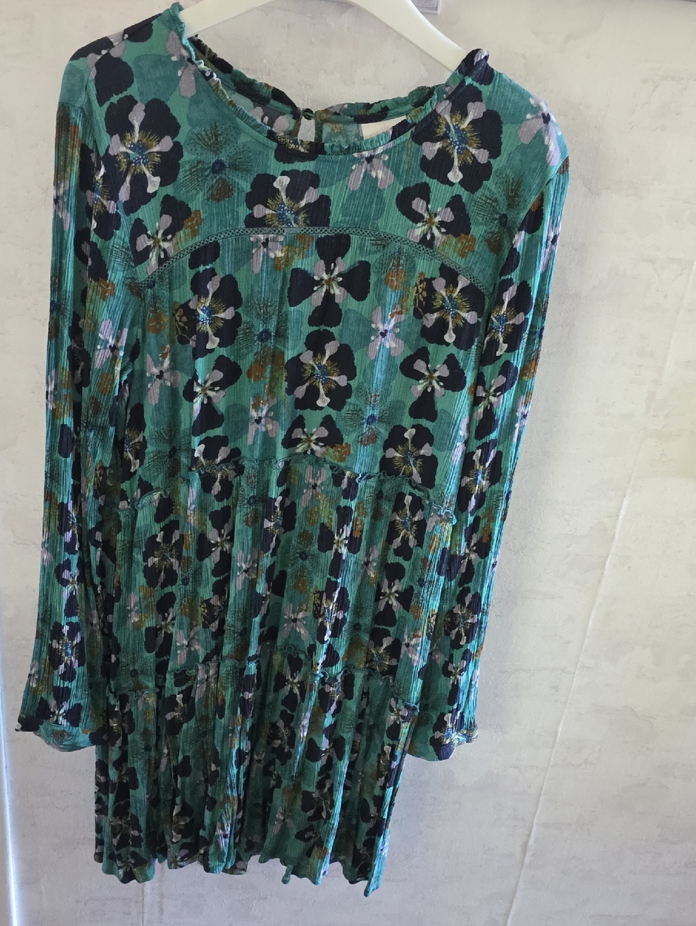 Knox Rose Teal Floral Long-Sleeve Dress